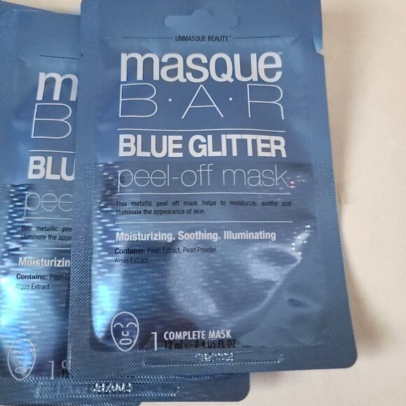 Masque Bar Blue Glitter Peel Off Face Mask Korean Moisturize Soothe Lot of 10 - Picture 2 of 7